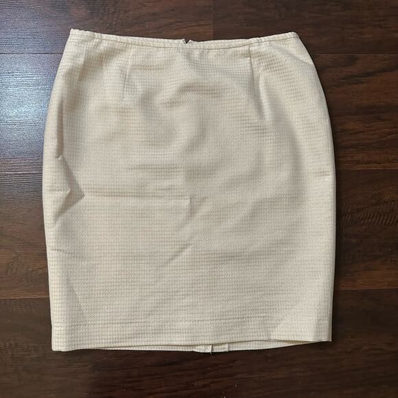 Calvin Klein cream & gold houndstooth pencil skirt size 10P - Picture 2 of 9